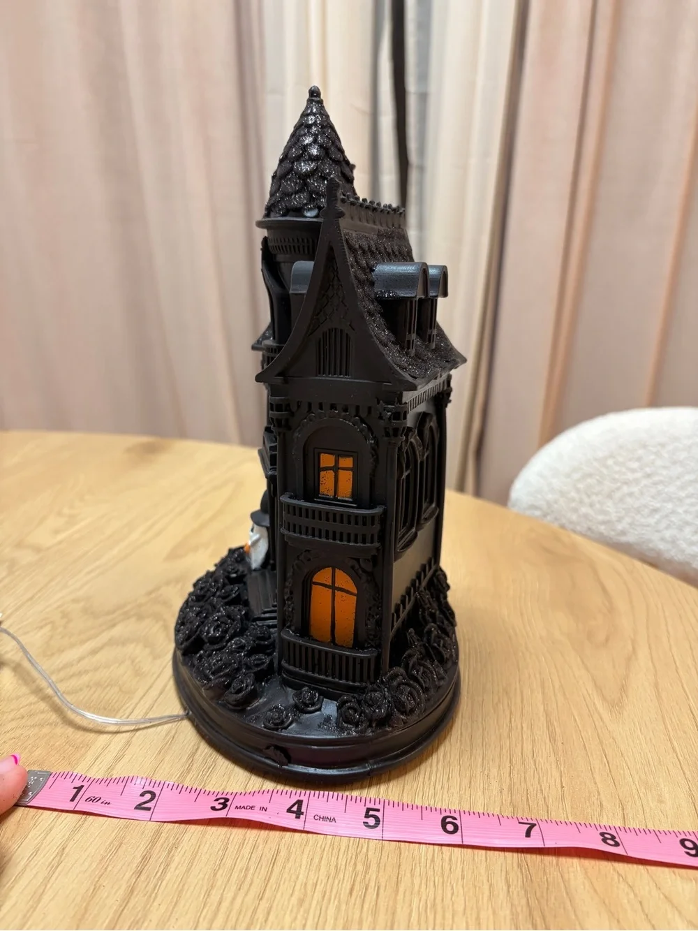 Black Haunted House Light LED Halloween Village Decor GhostsPumpkinsRIP